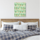 Southwest Geo Step | Potted Cactus Pattern Canvas Afdruk (Insitu (Slaapkamer))