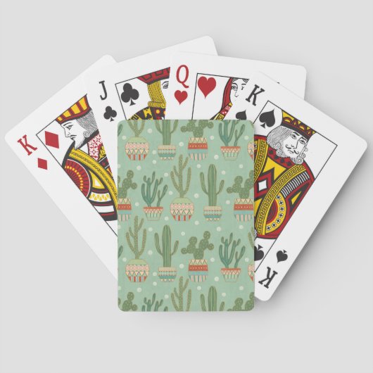 Southwest Geo Step | Potted Cactus Pattern Pokerkaarten (Achterkant)