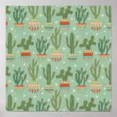 Southwest Geo Step | Potted Cactus Pattern Poster (Voorkant)