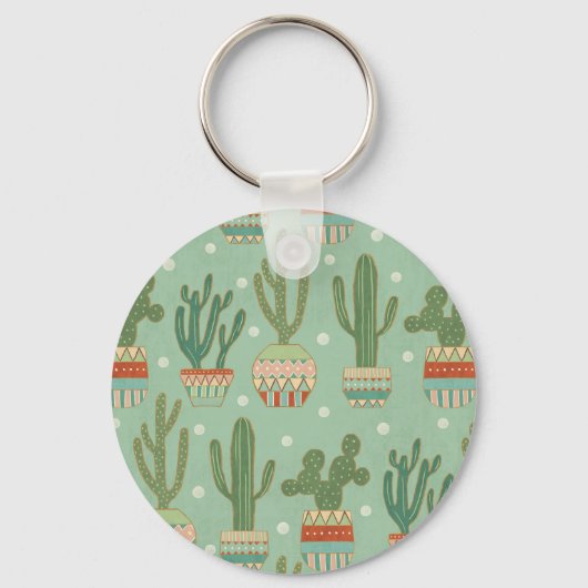 Southwest Geo Step | Potted Cactus Pattern Sleutelhanger (Voorkant)