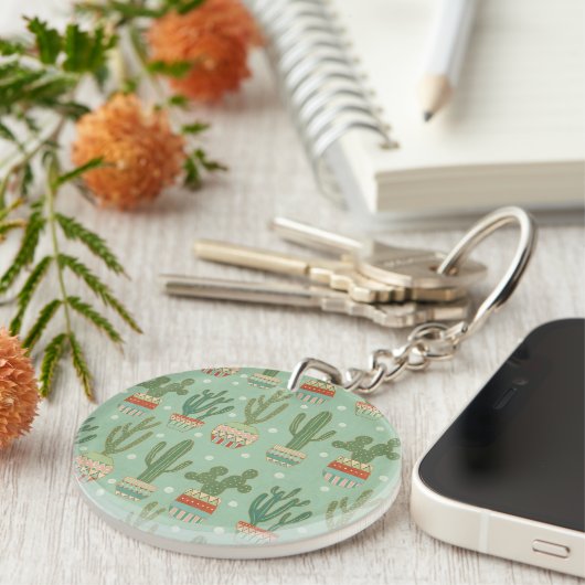 Southwest Geo Step | Potted Cactus Pattern Sleutelhanger (Voorkant Rechts)