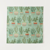 Southwest Geo Step | Potted Cactus Pattern Wandkleed (Voorkant (horizontaal))