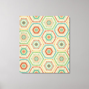 Southwest Geo Step Southwest Hexagon Pattern Canvas Afdruk