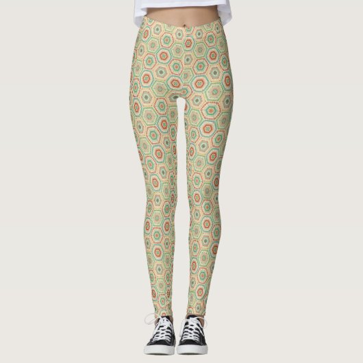 Southwest Geo Step | Southwest Hexagon Pattern Leggings (Voorkant)
