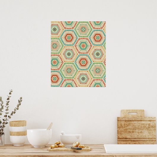 Southwest Geo Step | Southwest Hexagon Pattern Poster (Keuken)