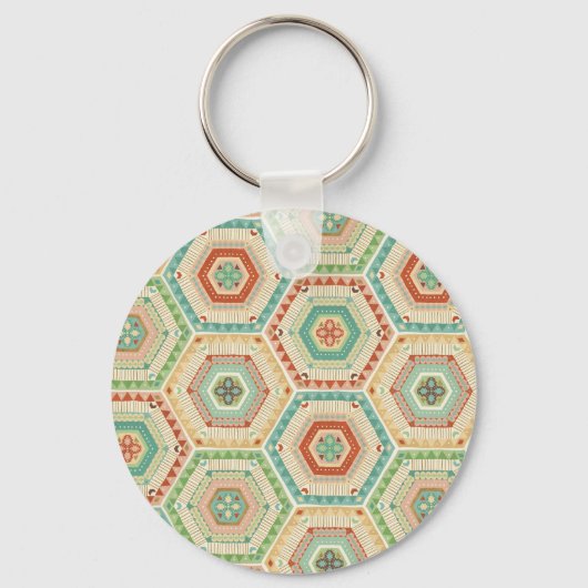 Southwest Geo Step | Southwest Hexagon Pattern Sleutelhanger (Voorkant)