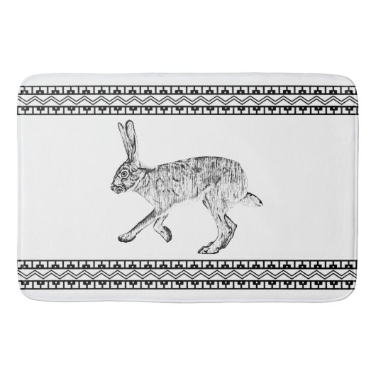 Southwest Jackrabbit Minimalist Black and White Badmat (Voorkant)