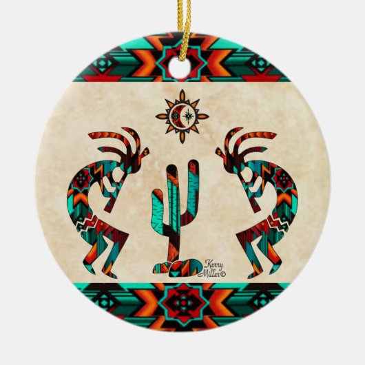 Southwest Kokopelli Ceramic Ornament (Voorkant)