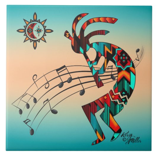 Southwest Kokopelli Ceramic Tile Tegeltje (Voorkant)