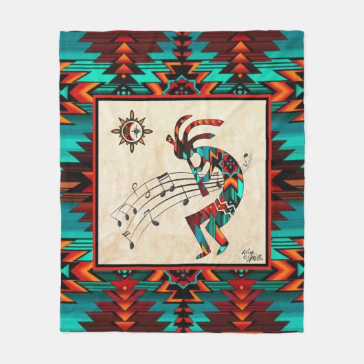 Southwest Kokopelli Fleece Blanket (Voorkant)