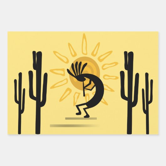 Southwest Kokopelli Golden Sun Inpakpapier Vel (Voorkant)