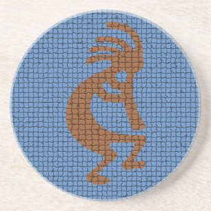 Southwest Kokopelli met Flute Earth Tone Mosaic Zandsteen Onderzetter
