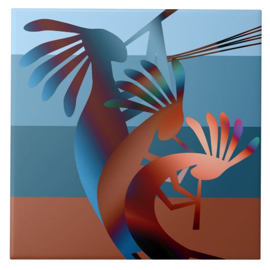 Southwest Kokopelli Music 2 Tegeltje (Voorkant)