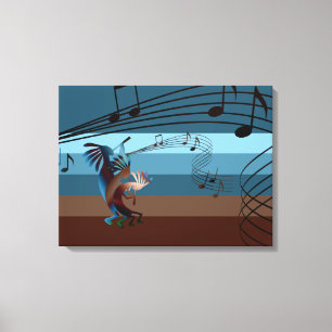 Southwest Kokopelli Music Wrapped Canvas Afdruk
