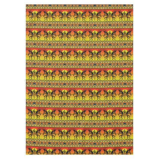 Southwest Kokopelli Pattern Yellow and Red Tafelkleed (Voorkant)