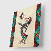 Southwest Kokopelli Square Wall Clock Vierkante Klok (Hoek)