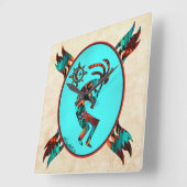 Southwest Kokopelli Square Wall Clock Vierkante Klok (Hoek)