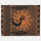 Southwest Kokopelli Sun Rustic Brown Blanket Fleece Deken (Voorkant (Horizontaal))