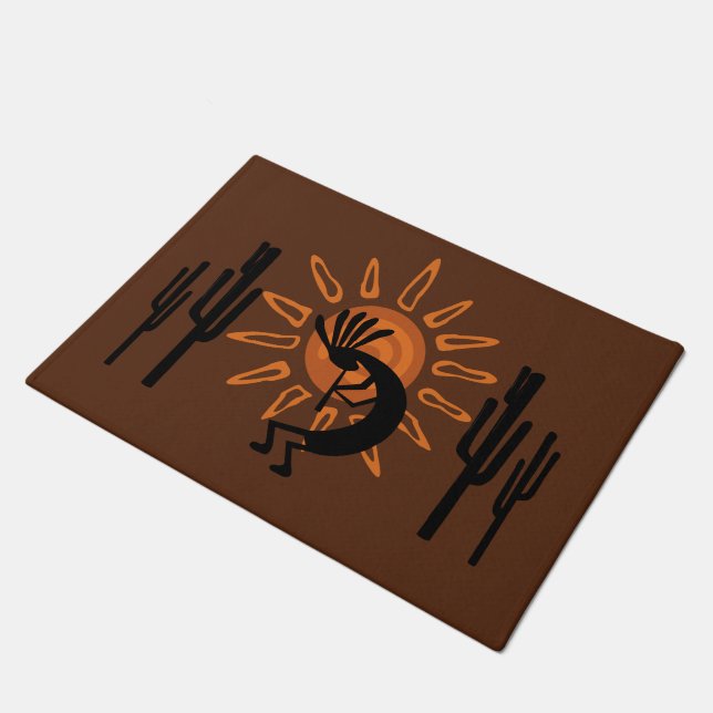 Southwest Kokopelli Sun Rustic Door Mat (Schuin)