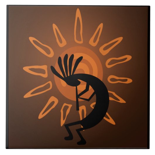 Southwest Kokopelli Sun Rustic Large Tegel Tegeltje (Voorkant)