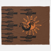 Southwest Kokopelli Sun Rustic Lg Fleece Blanket Deken (Voorkant (Horizontaal))