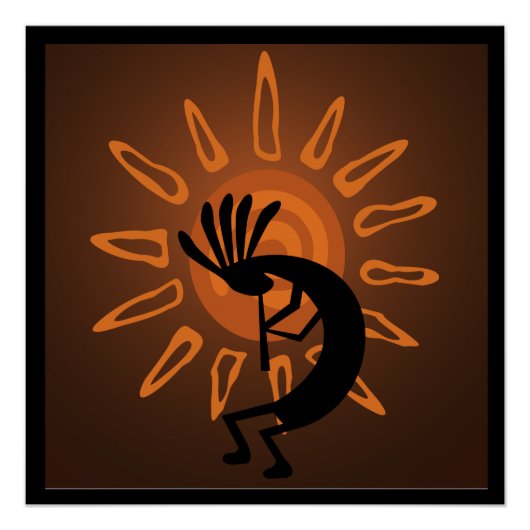 Southwest Kokopelli Sun Rustic Poster Perfect Poster (Voorkant)