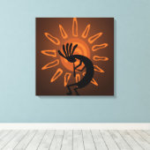 Southwest Kokopelli Sun Rustic Wrapped Canvas (Insitu (Houten vloer))