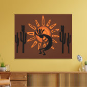 Southwest Kokopelli Sun Rustic Wrapped Canvas Afdruk (Insitu (Woonkamer))