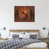 Southwest Kokopelli Sun Rustic Wrapped Canvas Afdruk (Insitu (Slaapkamer))