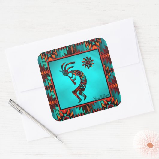 Southwest Kokopelli Vierkante Sticker (Envelop)