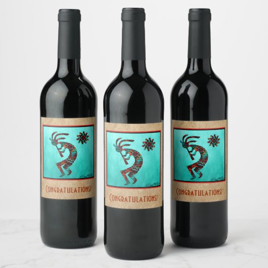 Southwest Kokopelli Wine Label Wijn Etiket (Flessen)