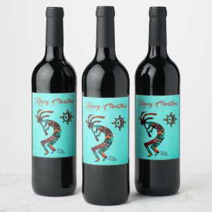 Southwest Kokopelli Wine Label Wijn Etiket