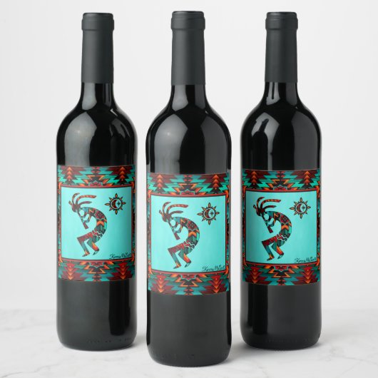 Southwest Kokopelli Wine Label Wijn Etiket (Flessen)