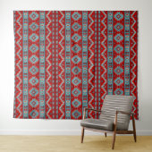 Southwest Mesas Turquoise & Red Geometric Design Wandkleed (In Situ (horizontaal))