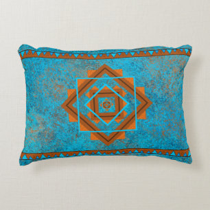 Southwest Mountain Peaks Turquoise Geometric Accent Kussen