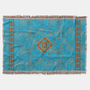 Southwest Mountain Peaks Turquoise Geometric Deken