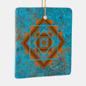 Southwest Mountain Peaks Turquoise Geometric Keramisch Ornament (Rechts)
