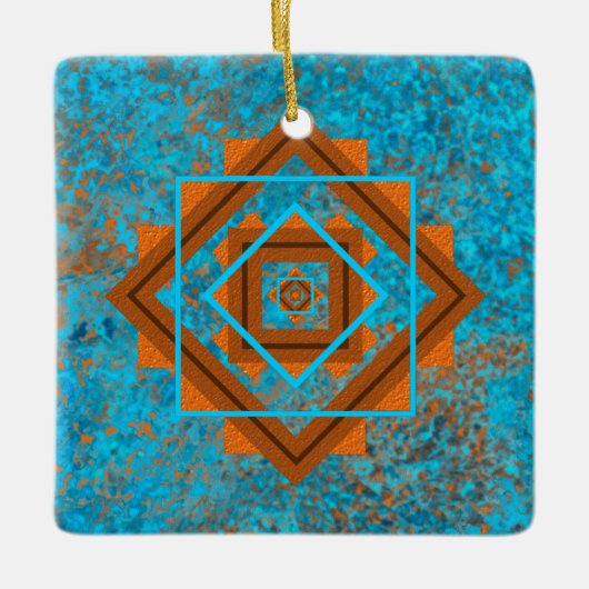 Southwest Mountain Peaks Turquoise Geometric Keramisch Ornament (Voorkant)