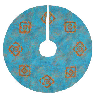 Southwest Mountain Peaks Turquoise Geometric Kerstboom Rok