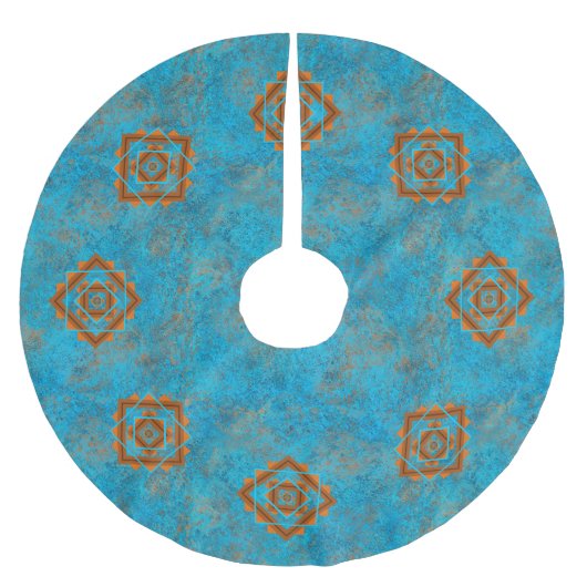 Southwest Mountain Peaks Turquoise Geometric Kerstboom Rok (Voorkant)