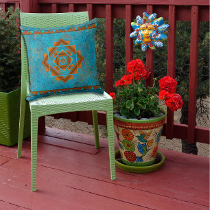 Southwest Mountain Peaks Turquoise Geometric Kussen