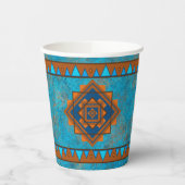 Southwest Mountain Peaks Turquoise Geometric Papieren Bekers (Links)