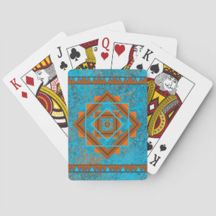 Southwest Mountain Peaks Turquoise Geometric Pokerkaarten