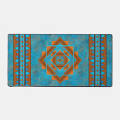 Southwest Mountain Peaks Turquoise Geometric Print Bureaumat (Voorkant)