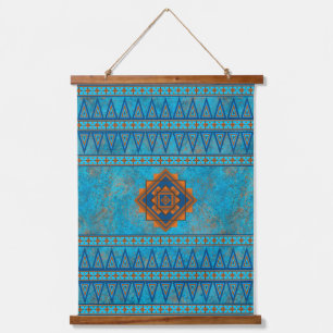 Southwest Mountain Peaks Turquoise Geometric Print Hangend Wandkleed