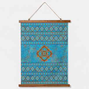 Southwest Mountain Peaks Turquoise Geometric Print Hangend Wandkleed