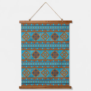 Southwest Mountain Peaks Turquoise Geometric Print Hangend Wandkleed
