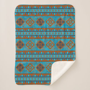 Southwest Mountain Peaks Turquoise geometrisch kle Sherpa Deken