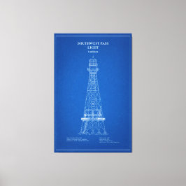 Southwest Pass Vuurtoren - Louisiana - AD Canvas Afdruk