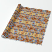 Southwest Pattern Design Rust Grey Gold Cadeaupapier (Uitgerold)